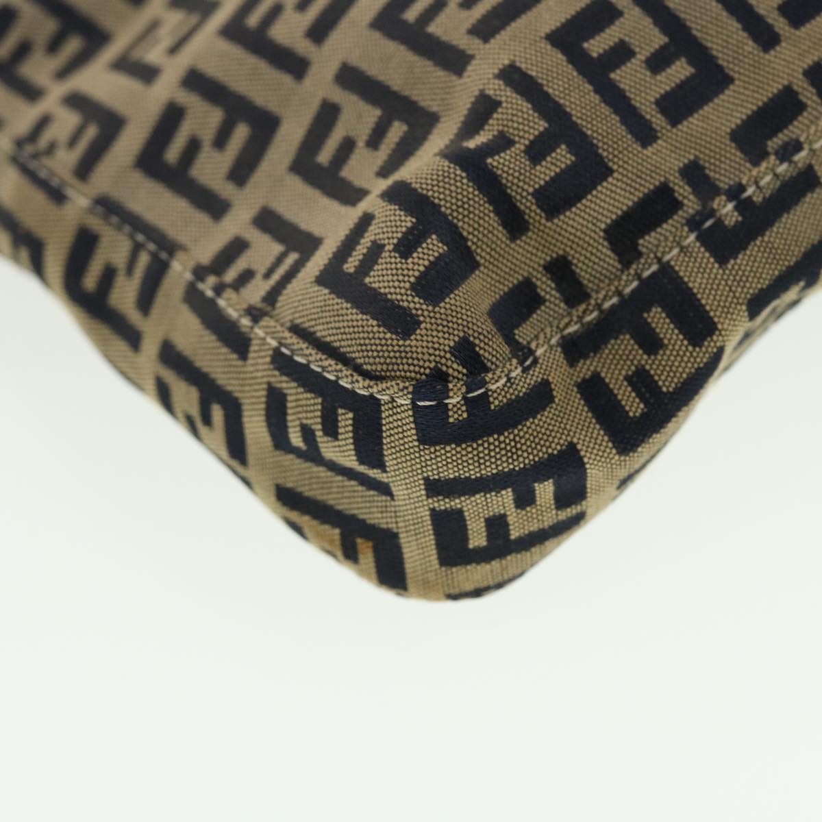 FENDI Zucchino Canvas Mamma Baguette Shoulder Bag Navy 43120
