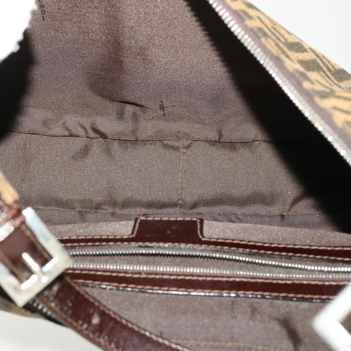 FENDI Zucca Canvas Mamma Baguette Shoulder Bag Brown Black 43169