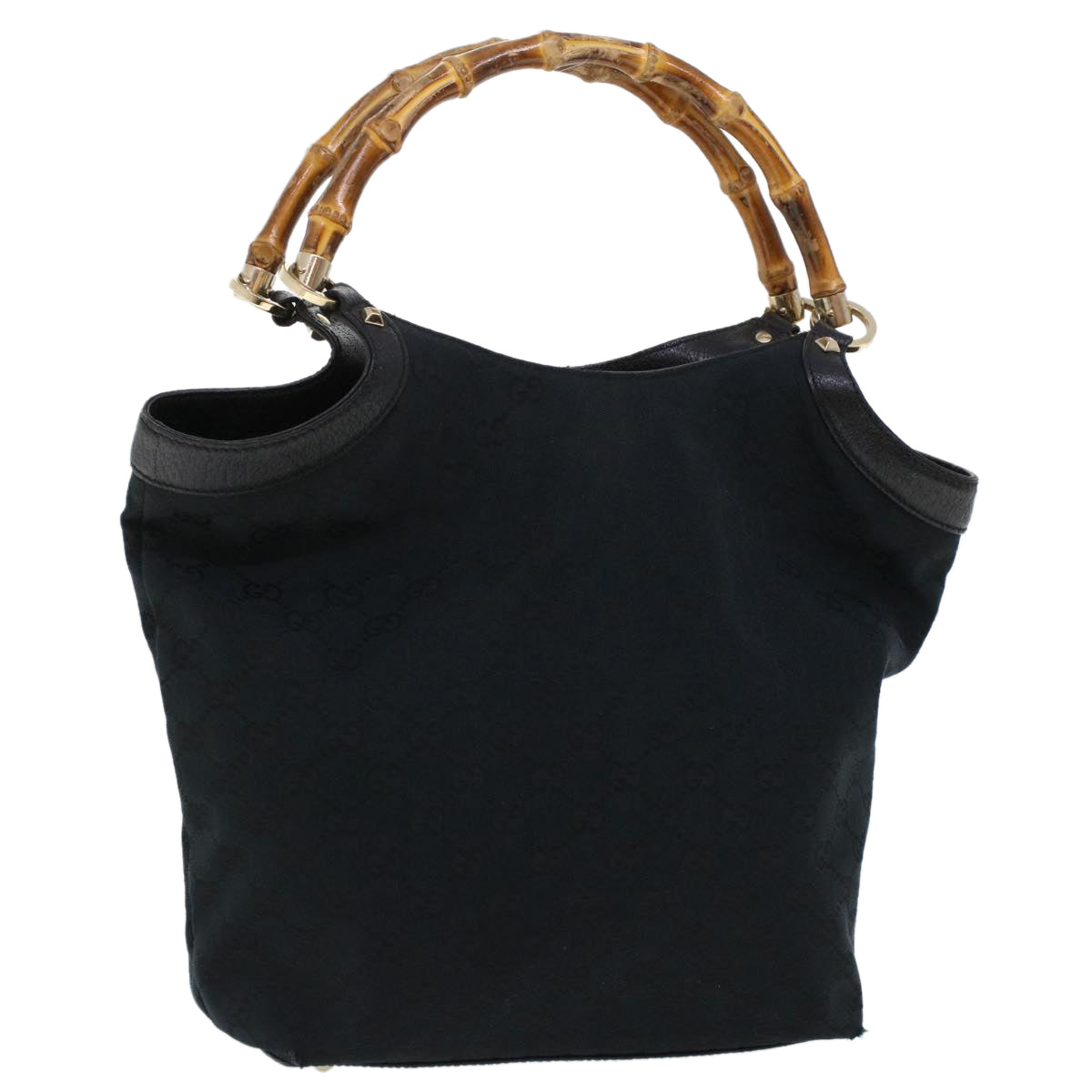 GUCCI GG Canvas Bamboo Hand Bag Black 137394 43264