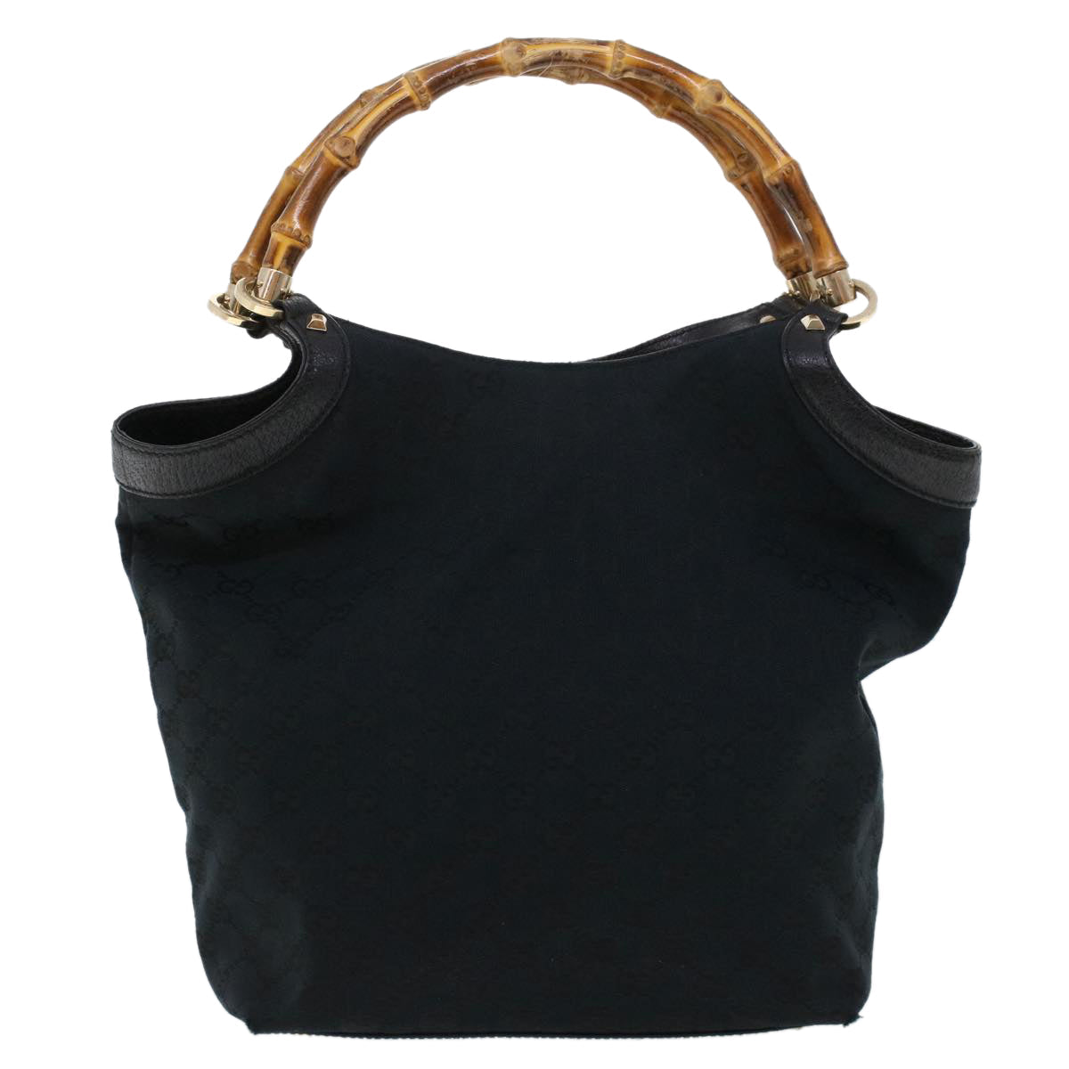 GUCCI GG Canvas Bamboo Hand Bag Black 137394 43264