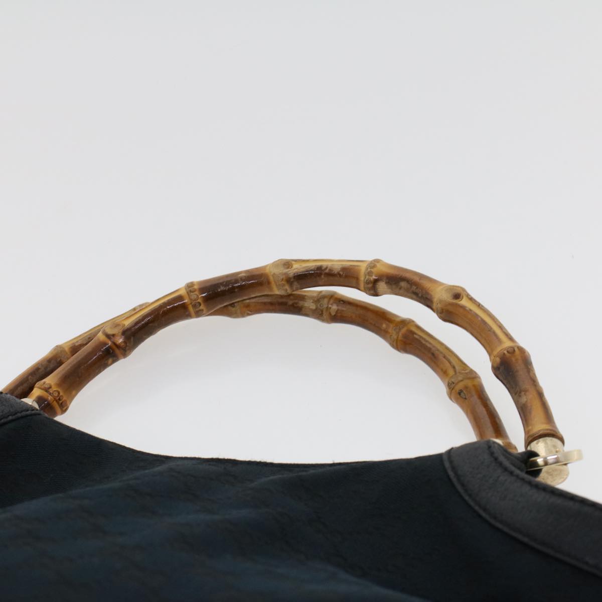 GUCCI GG Canvas Bamboo Hand Bag Black 137394 43264