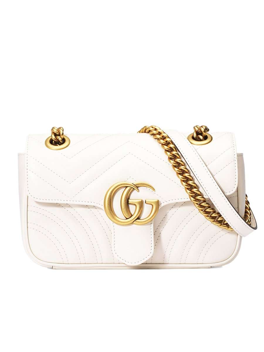 GG Marmont Mini MatelassÃƒÆ’Ã‚Â© White Leather Shoulder Bag