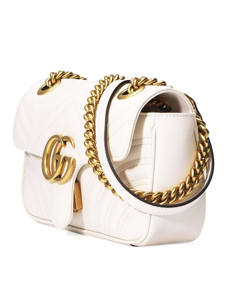 GG Marmont Mini MatelassÃƒÆ’Ã‚Â© White Leather Shoulder Bag
