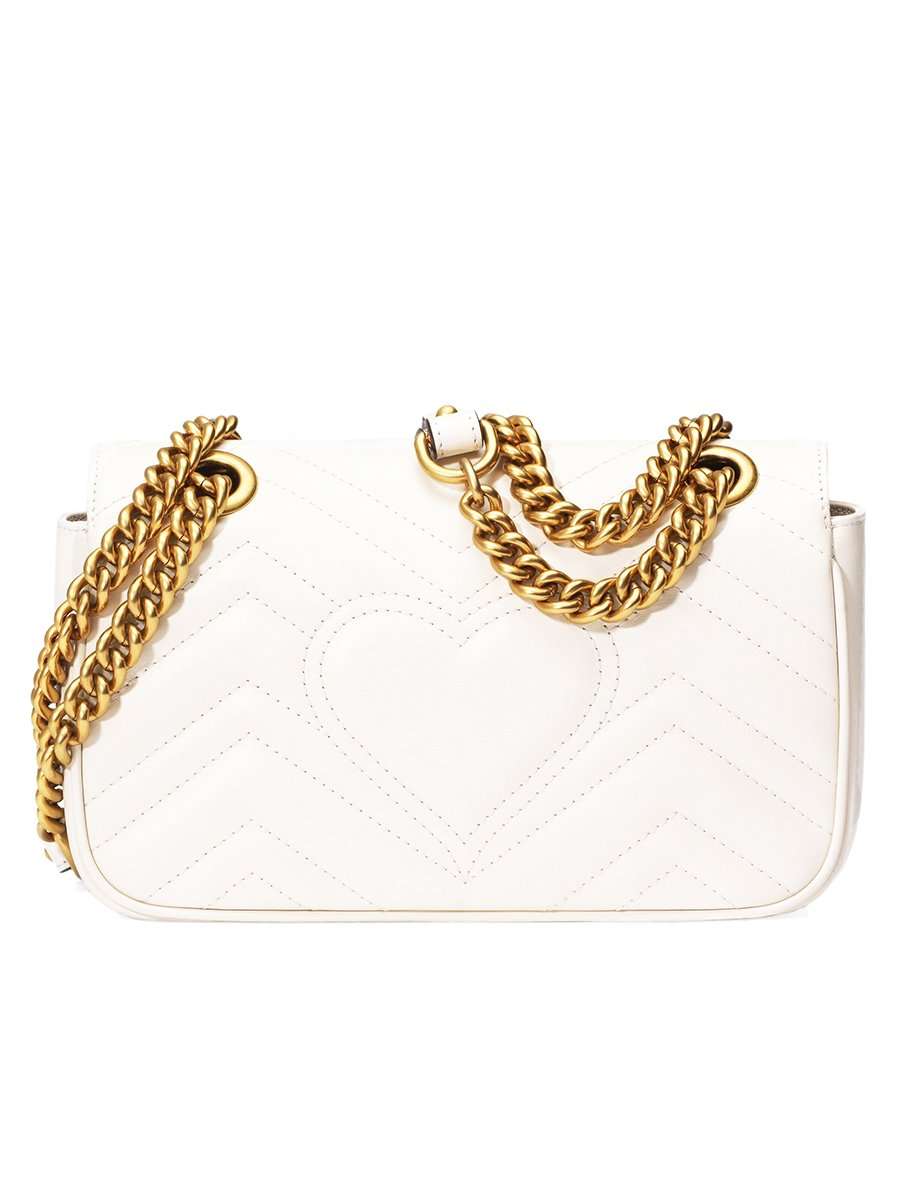 GG Marmont Mini MatelassÃƒÆ’Ã‚Â© White Leather Shoulder Bag
