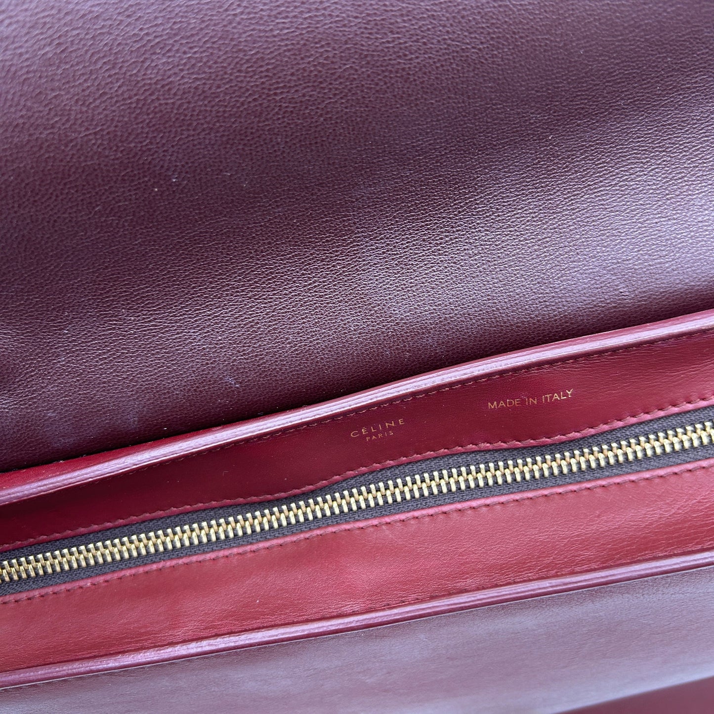 Celine Medium Tricolor Black Burgundy Beige Trapeze Bag