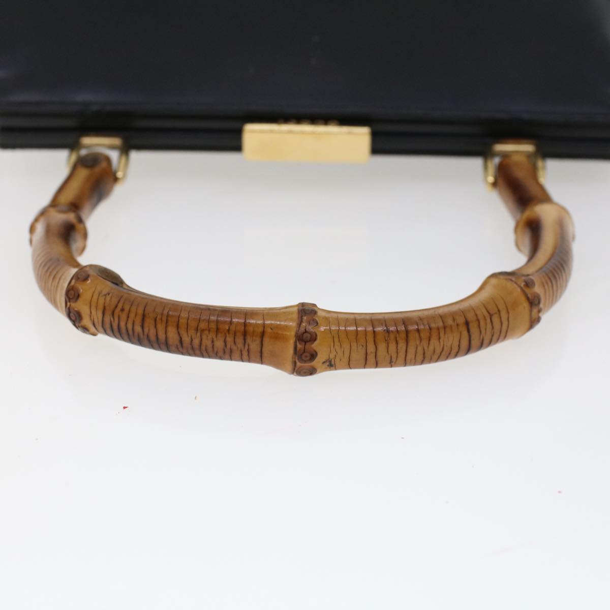 GUCCI Bamboo Clasp Hand Bag Leather Black 000.781.0295 43320