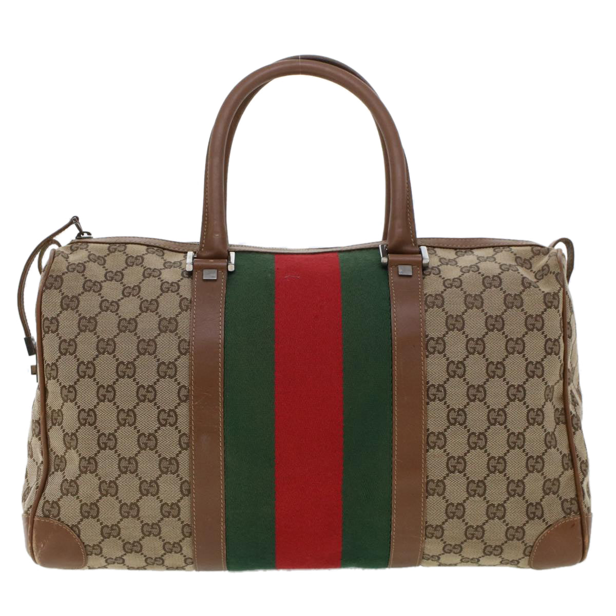 GUCCI GG Canvas Web Sherry Line Boston Bag Beige Red 2122.000.5301 43326