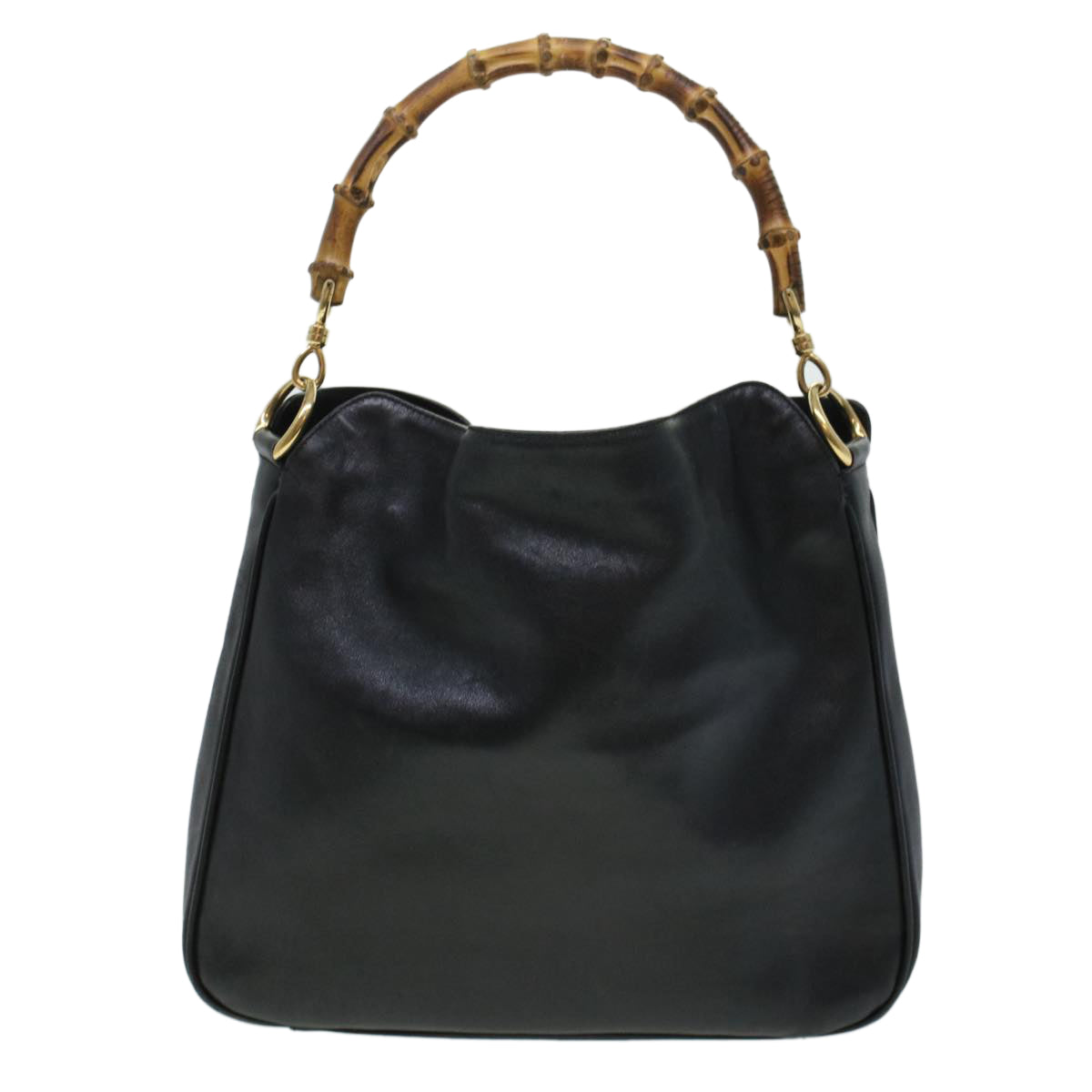 GUCCI Bamboo Hand Bag Leather 2way Black 001.3444.1638 43328
