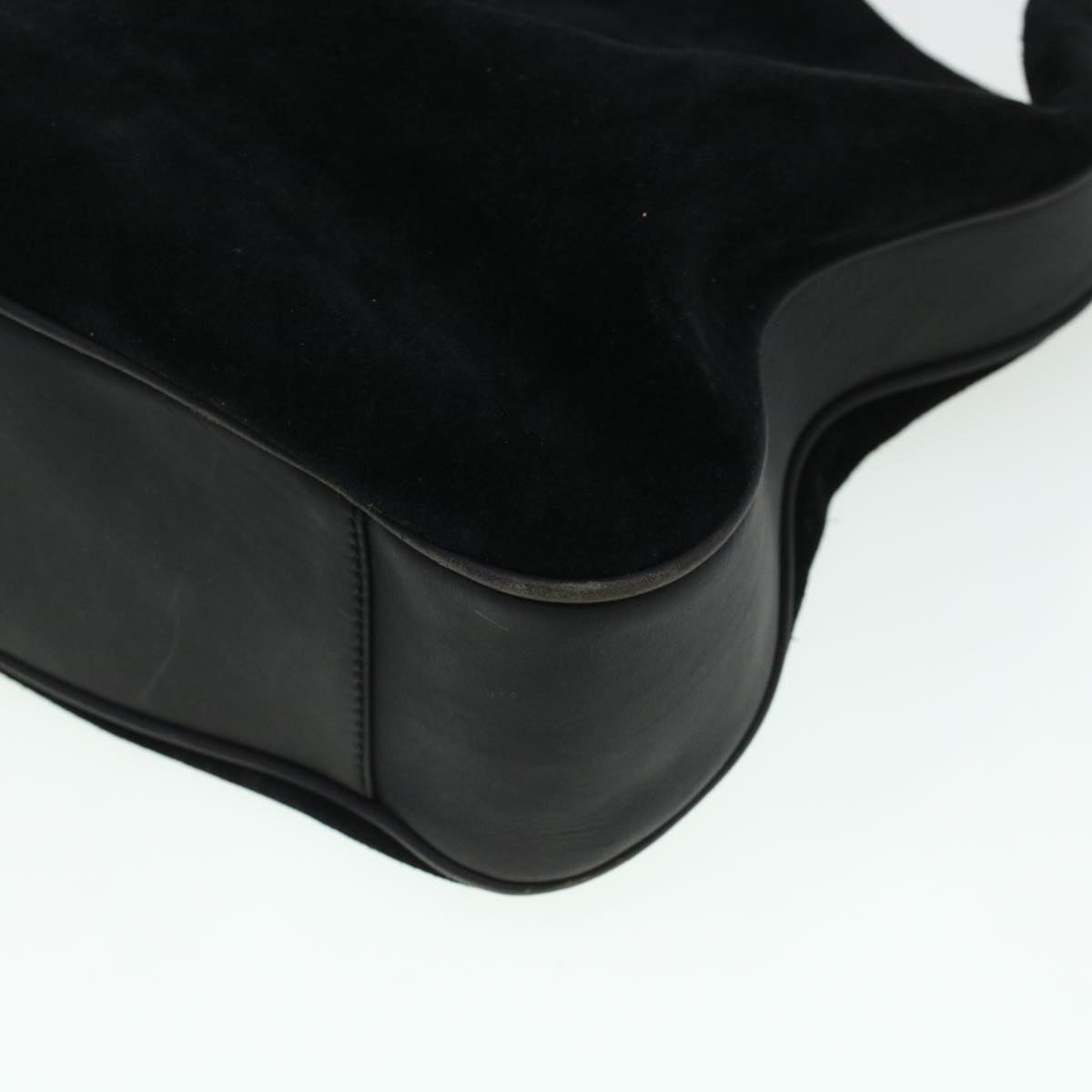 GUCCI Bamboo Hand Bag Suede 2way Black 43330