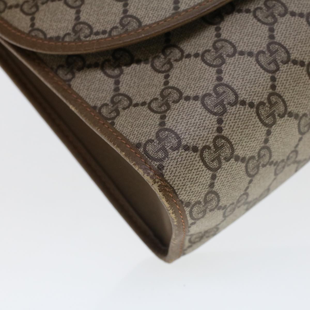 GUCCI GG Canvas Web Sherry Line Clutch Bag Beige Red 89.01.031 43670