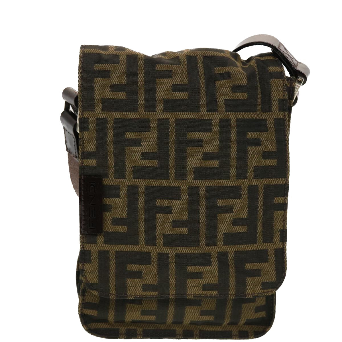 FENDI Zucca Canvas Shoulder Bag Black Brown 43693
