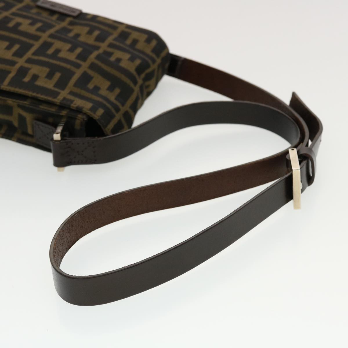 FENDI Zucca Canvas Shoulder Bag Black Brown 43693