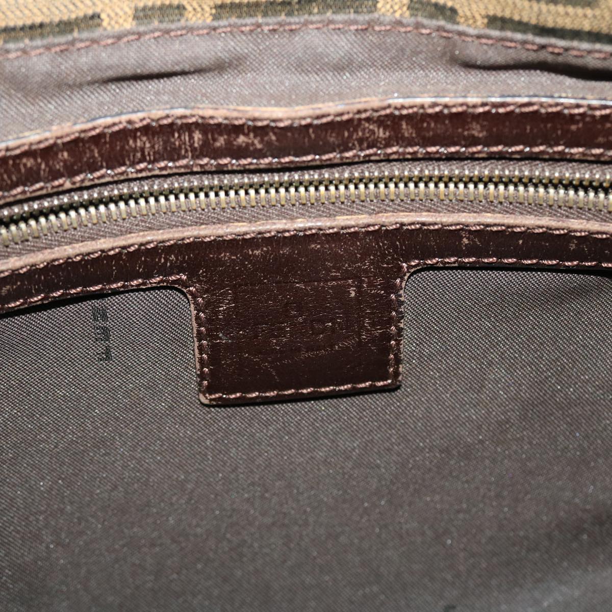 FENDI Mamma Baguette Zucca Canvas Shoulder Bag Nylon Brown Black 43694