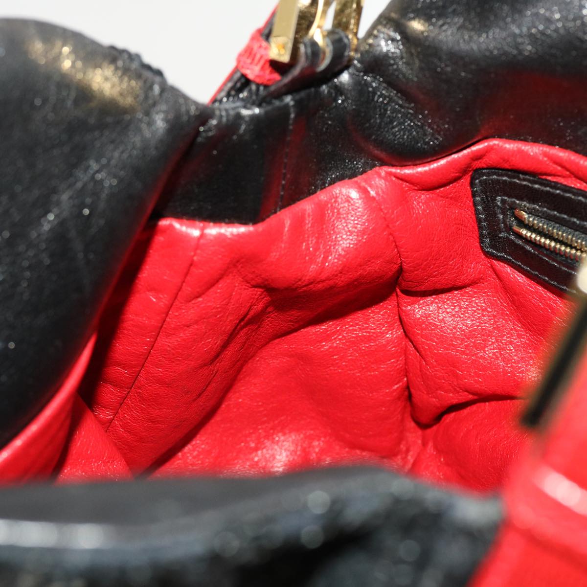 FENDI Sequin Shoulder Bag Black Red 43759