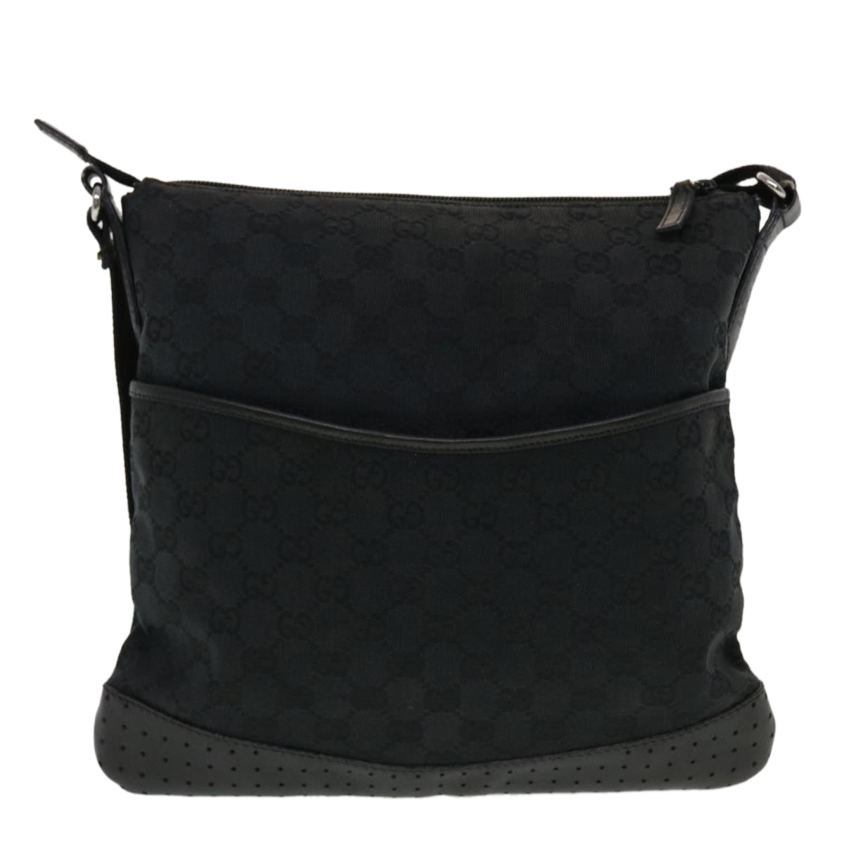 GUCCI GG Canvas Shoulder Bag Black 145857 43763