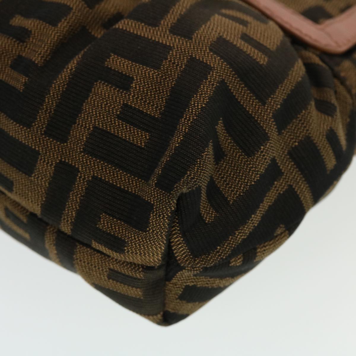 FENDI Zucca Canvas Shoulder Bag Nylon Brown Black pink 43767