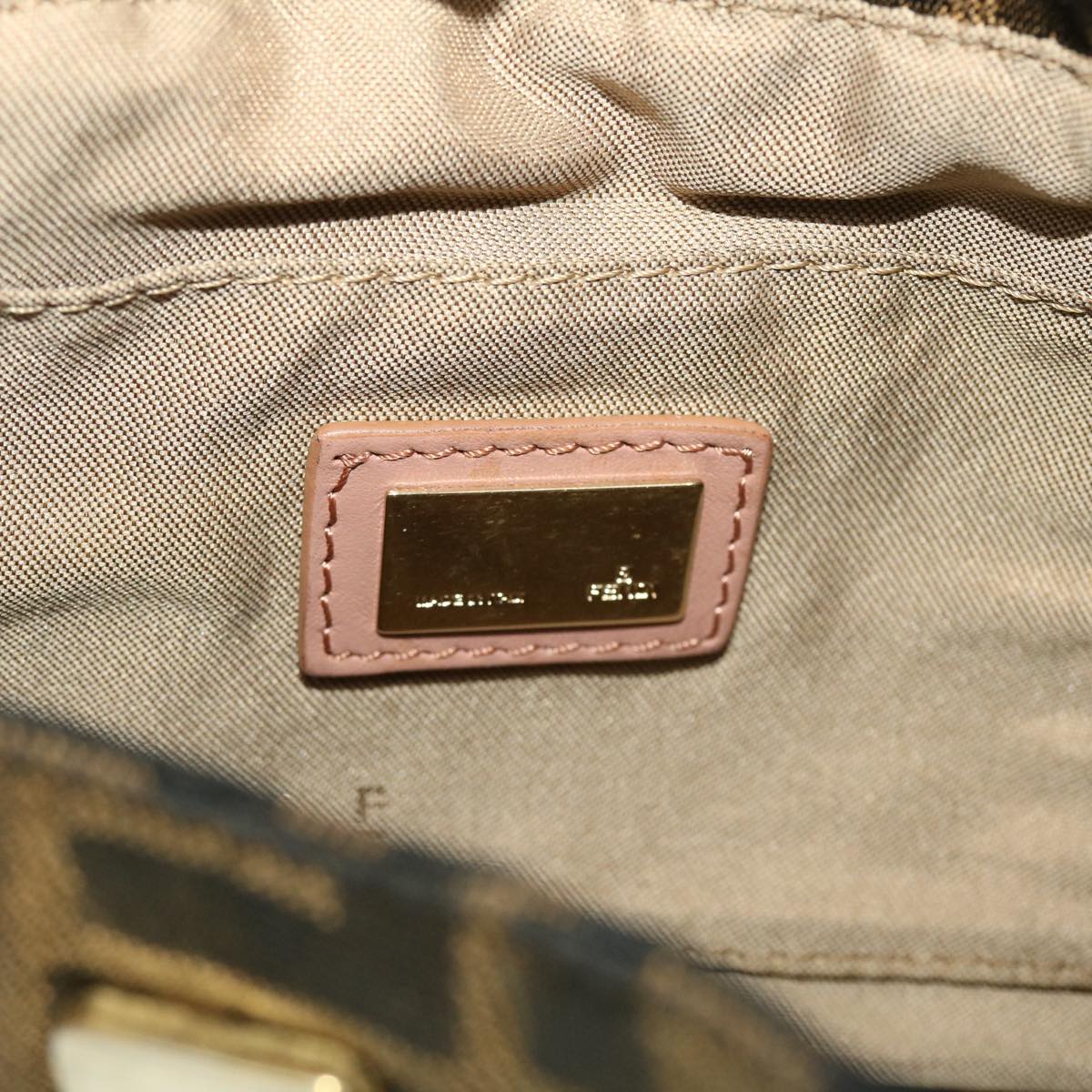 FENDI Zucca Canvas Shoulder Bag Nylon Brown Black pink 43767