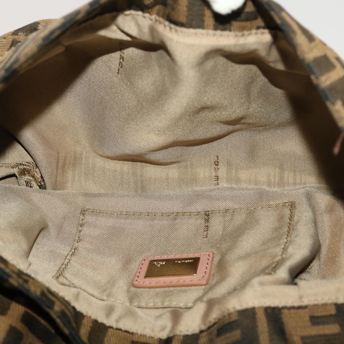 FENDI Zucca Canvas Shoulder Bag Nylon Brown Black pink 43767