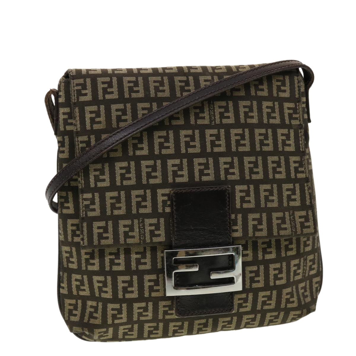FENDI Zucchino Canvas Shoulder Bag Brown 2288-8BT075-JQ4-089 43907