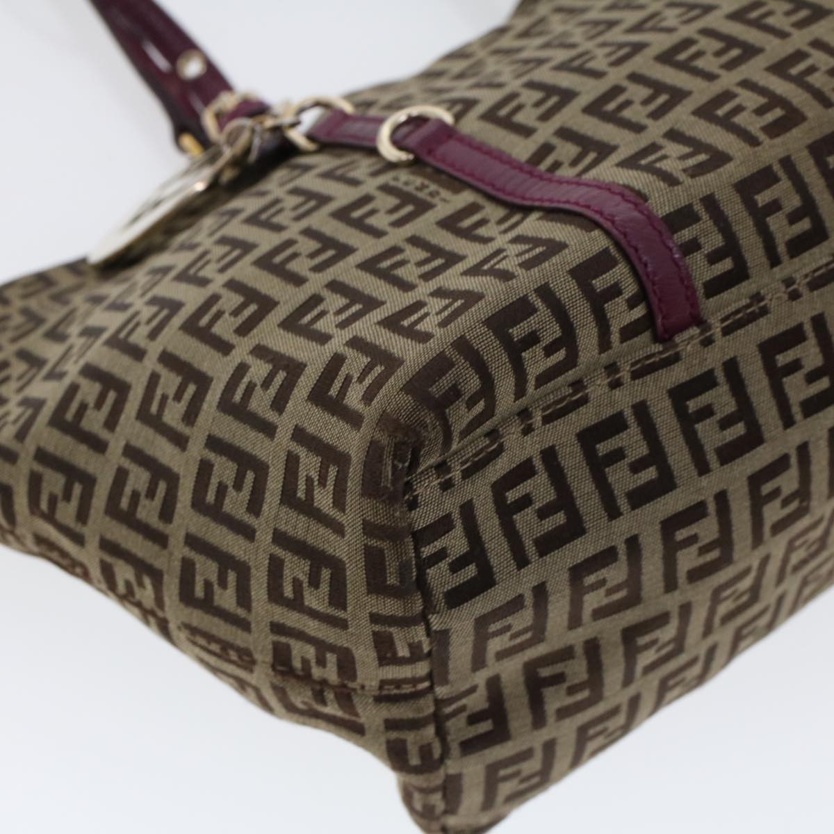 FENDI Zucchino Canvas Tote Bag Brown 43936