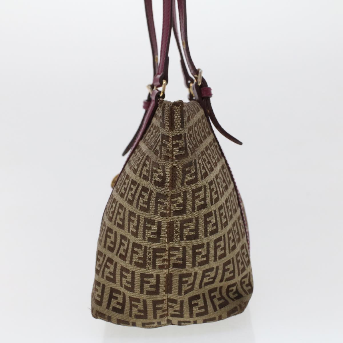 FENDI Zucchino Canvas Tote Bag Brown 43936