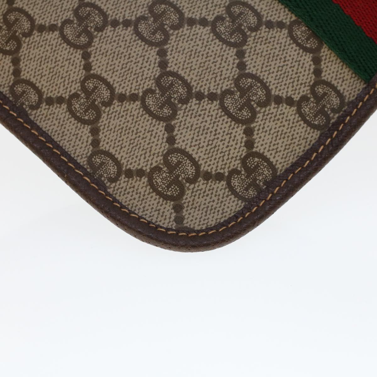 GUCCI GG Canvas Web Sherry Line Pouch PVC Leather Beige Red Green 44035