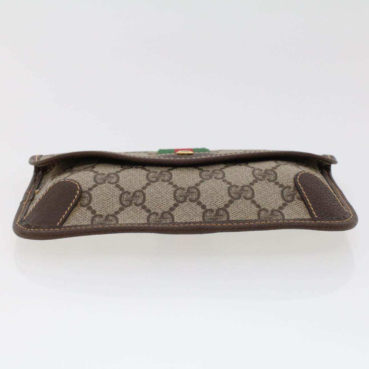 GUCCI GG Canvas Web Sherry Line Pouch PVC Leather Beige Red Green 44035