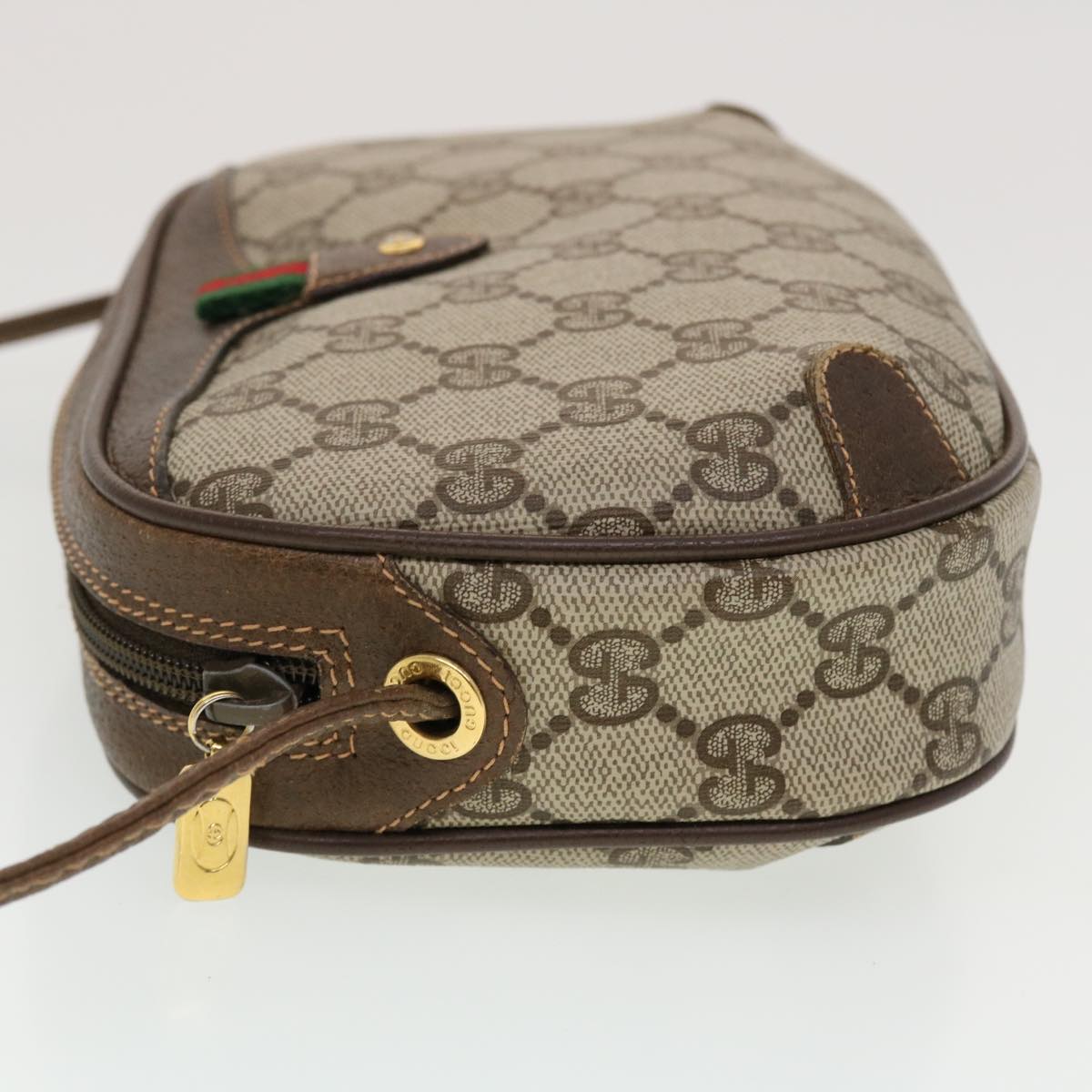 GUCCI GG Canvas Web Sherry Line Shoulder Bag Beige Red 156.02.066 44261