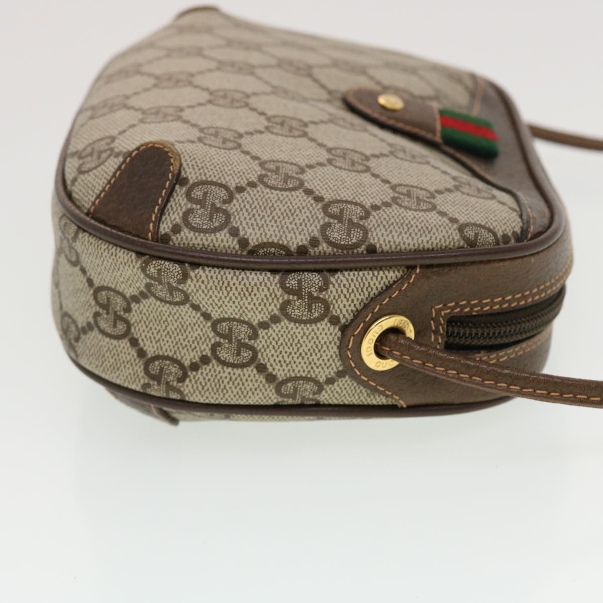 GUCCI GG Canvas Web Sherry Line Shoulder Bag Beige Red 156.02.066 44261