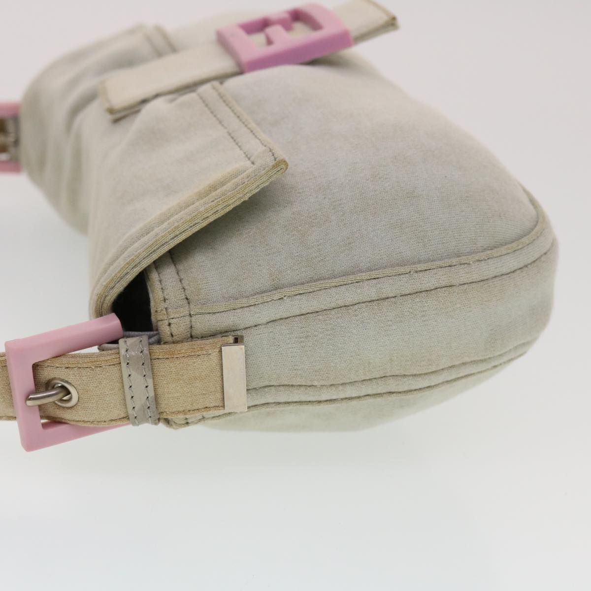 FENDI Mamma Baguette Shoulder Bag Canvas Gray 2305.26424.008 44273
