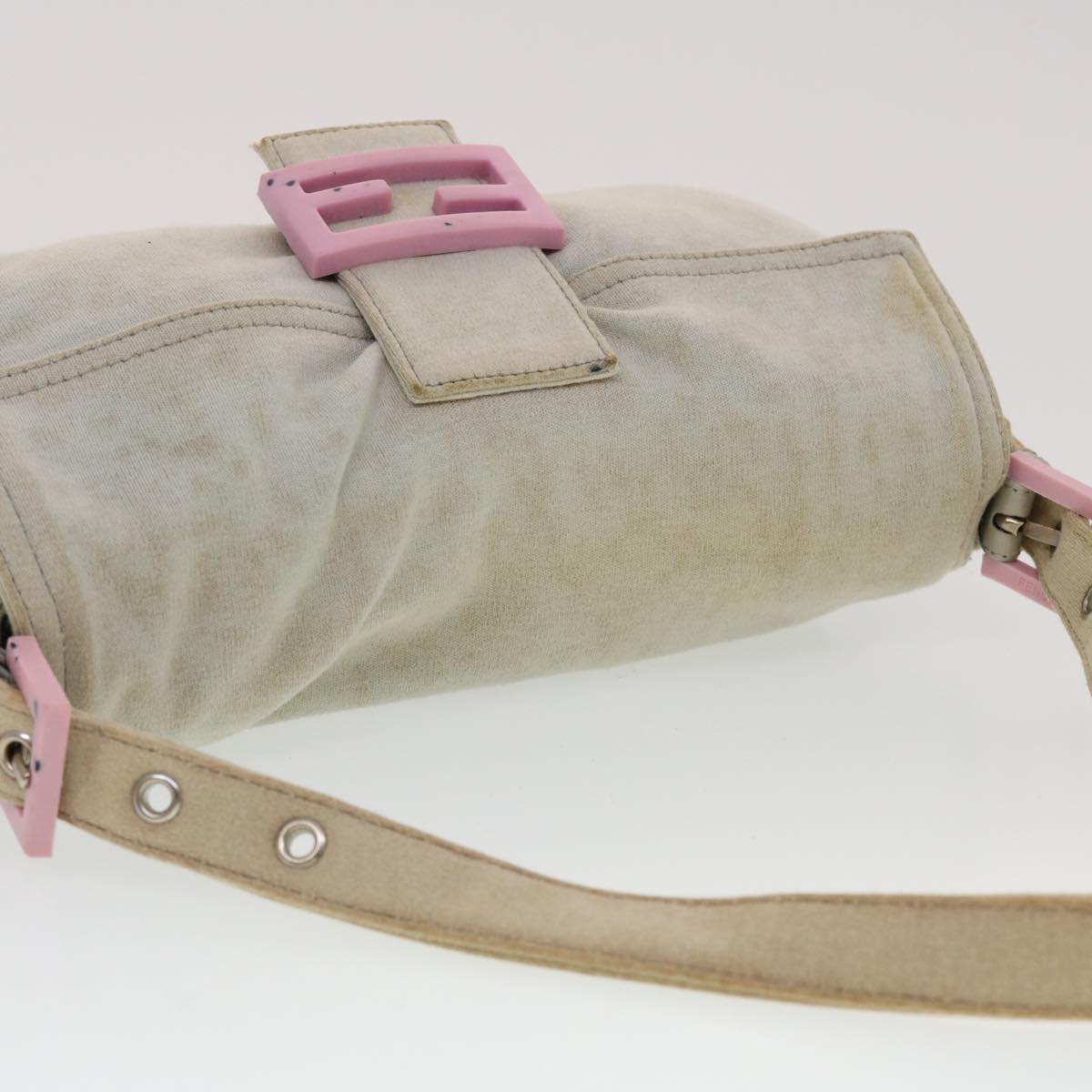 FENDI Mamma Baguette Shoulder Bag Canvas Gray 2305.26424.008 44273