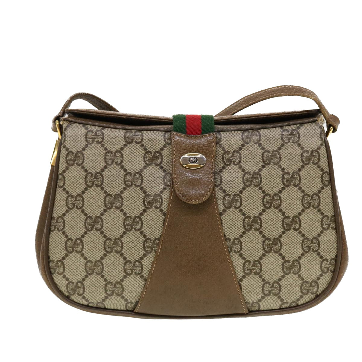 GUCCI GG Canvas Web Sherry Line Shoulder Bag Beige Red 116.02.024 44306