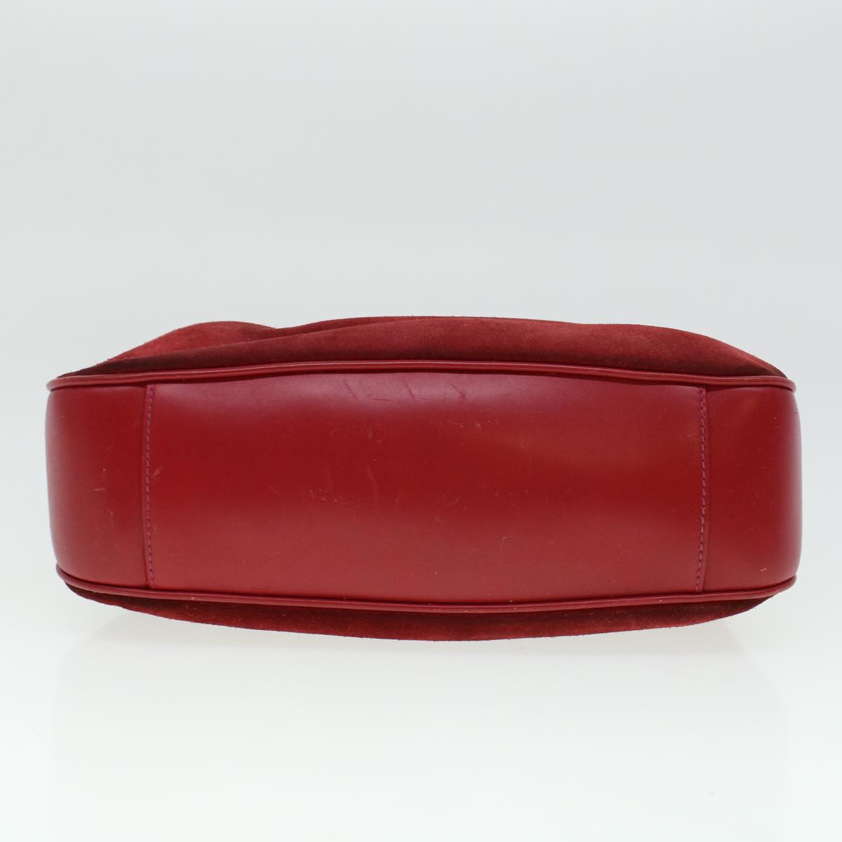 GUCCI Bamboo Hand Bag Suede 2way Shoulder Bag Red 44513