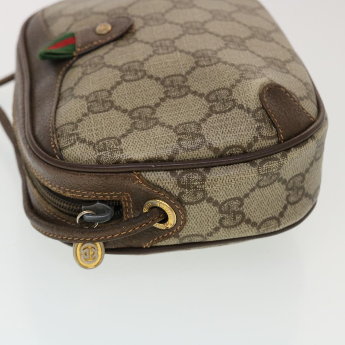GUCCI GG Canvas Web Sherry Line Shoulder Bag Beige Red 156.02.066 44787
