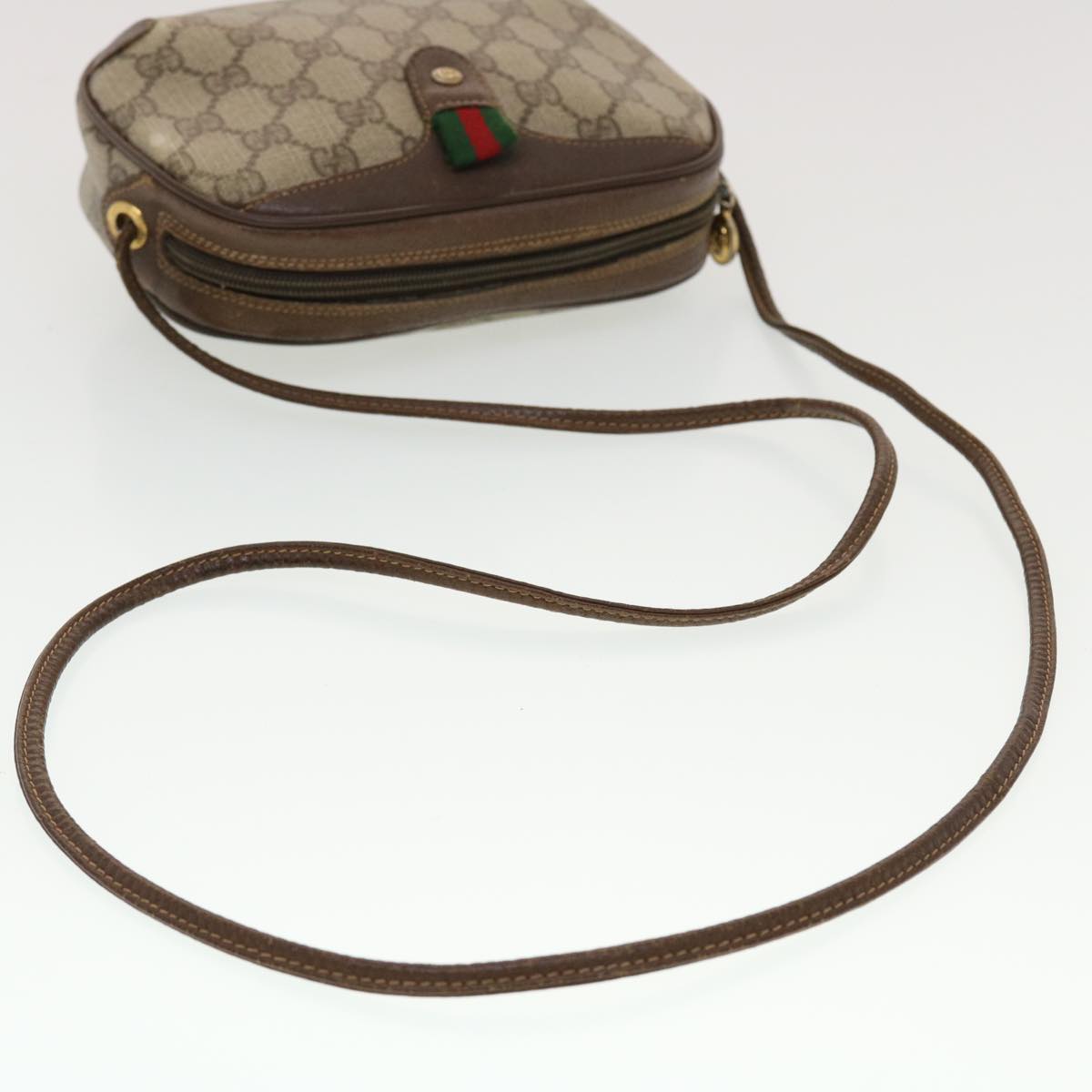 GUCCI GG Canvas Web Sherry Line Shoulder Bag Beige Red 156.02.066 44787