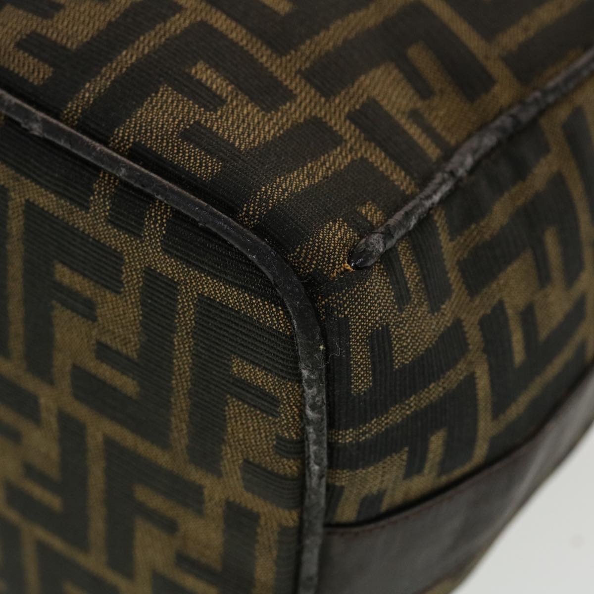 FENDI Zucca Canvas Hand Bag Black Brown 44805