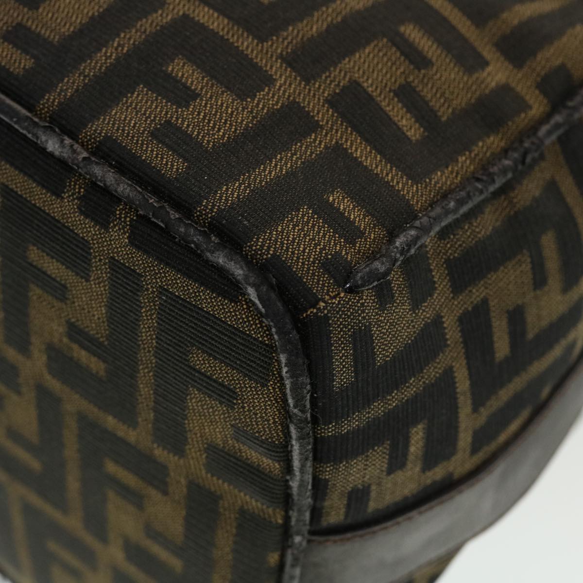 FENDI Zucca Canvas Hand Bag Black Brown 44805