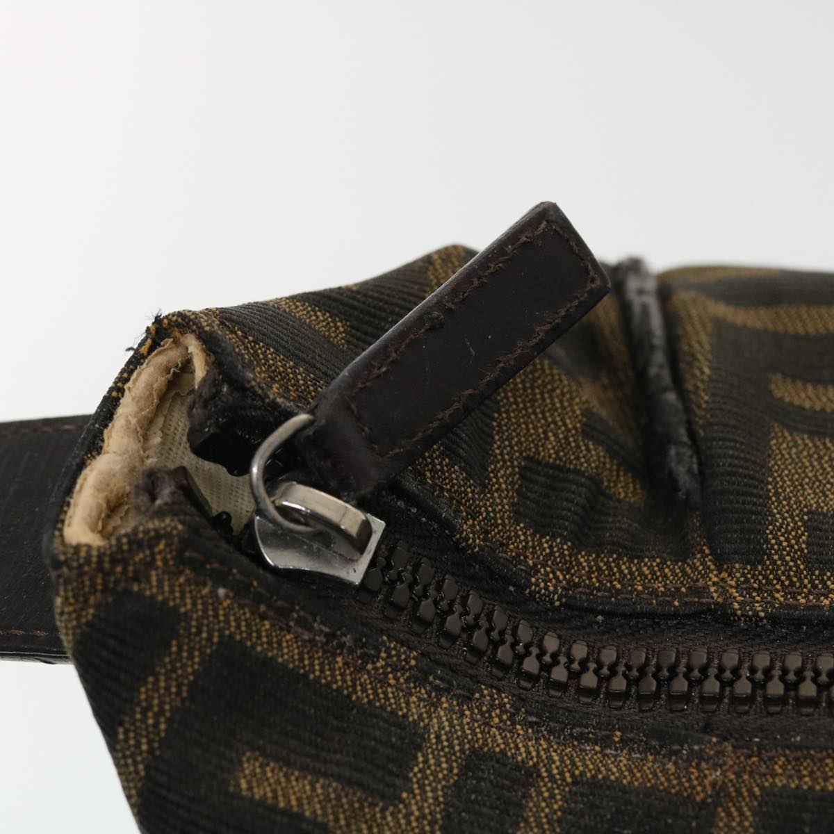 FENDI Zucca Canvas Hand Bag Black Brown 44805