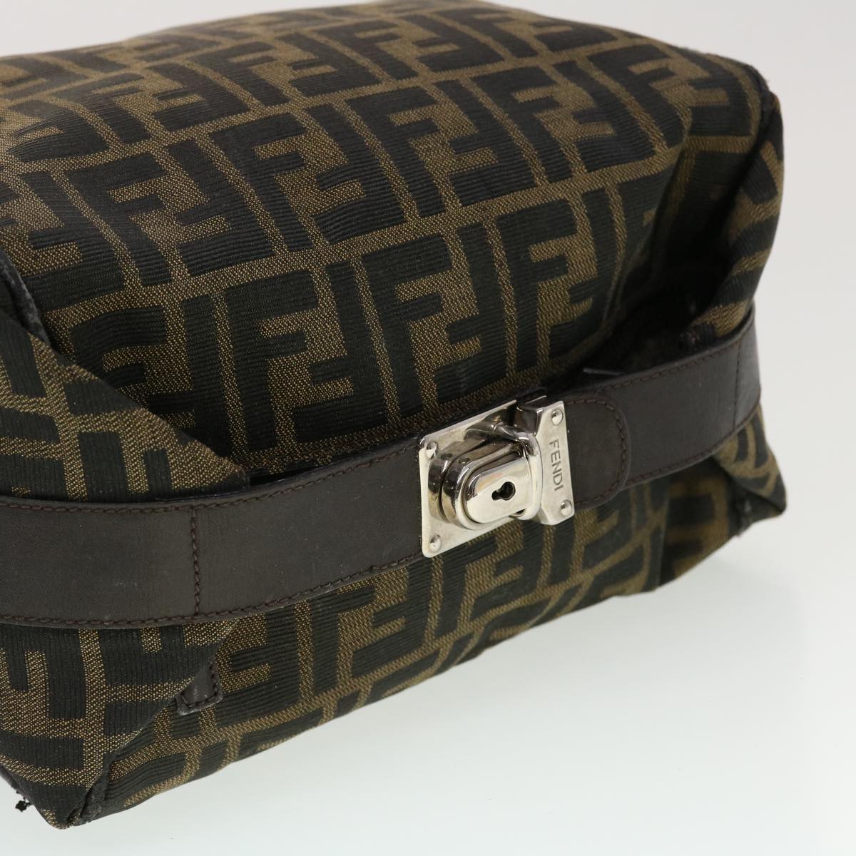 FENDI Zucca Canvas Hand Bag Black Brown 44805