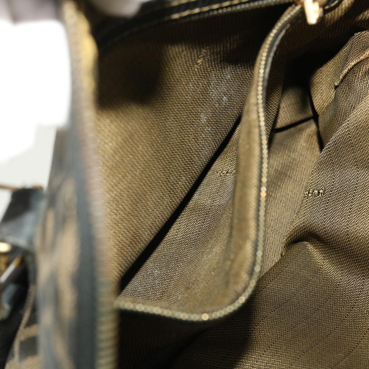 FENDI Zucca Canvas Hand Bag Black Brown 45101
