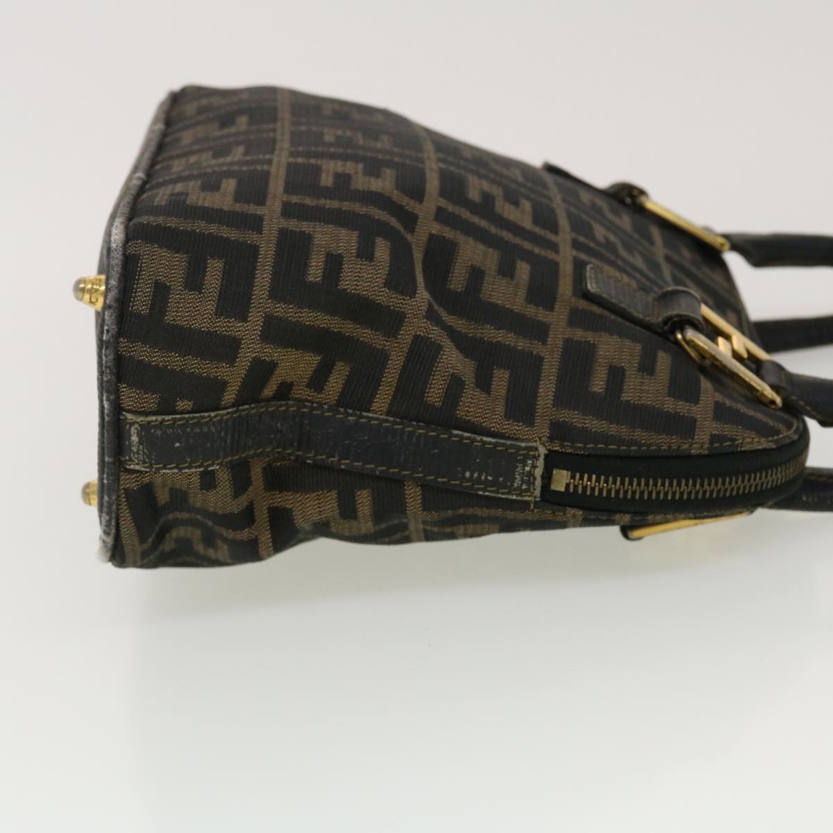 FENDI Zucca Canvas Hand Bag Black Brown 45101