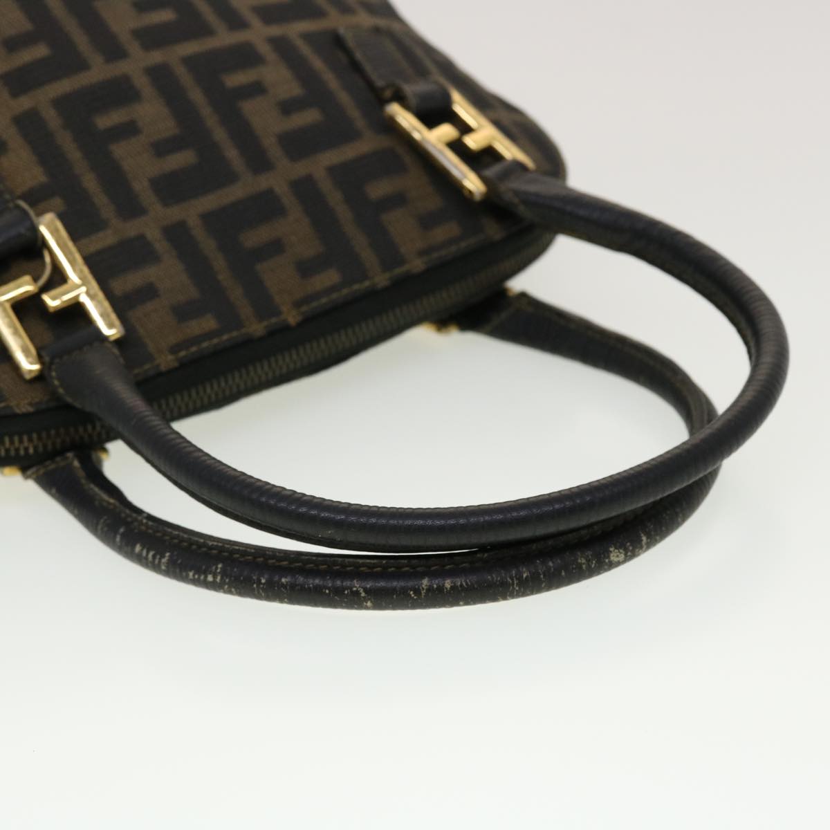 FENDI Zucca Canvas Hand Bag Black Brown 45101