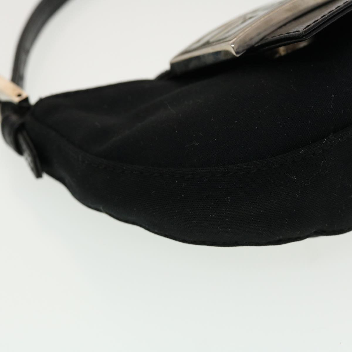 FENDI Mini Mamma Baguette Pouch Nylon Leather Black 45284