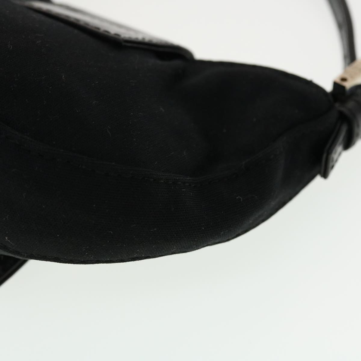 FENDI Mini Mamma Baguette Pouch Nylon Leather Black 45284