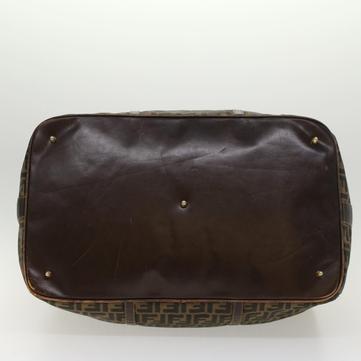 FENDI Zucca Canvas Boston Bag Nylon 2way Brown Black 45632