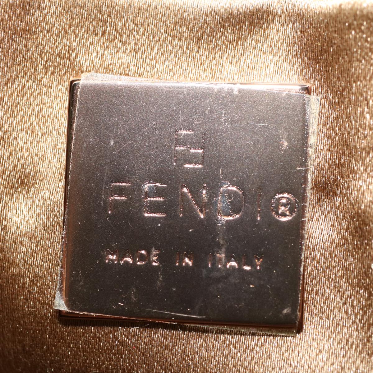 FENDI Zucchino Canvas Mini Mamma Baguette Pouch Gold Tone 45633A