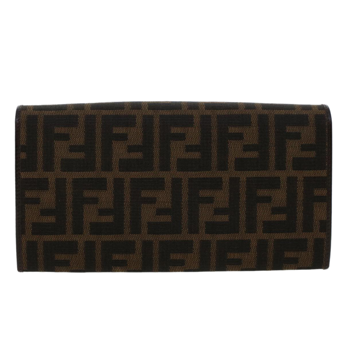 FENDI Zucca Canvas Long Wallet Black Brown 45644
