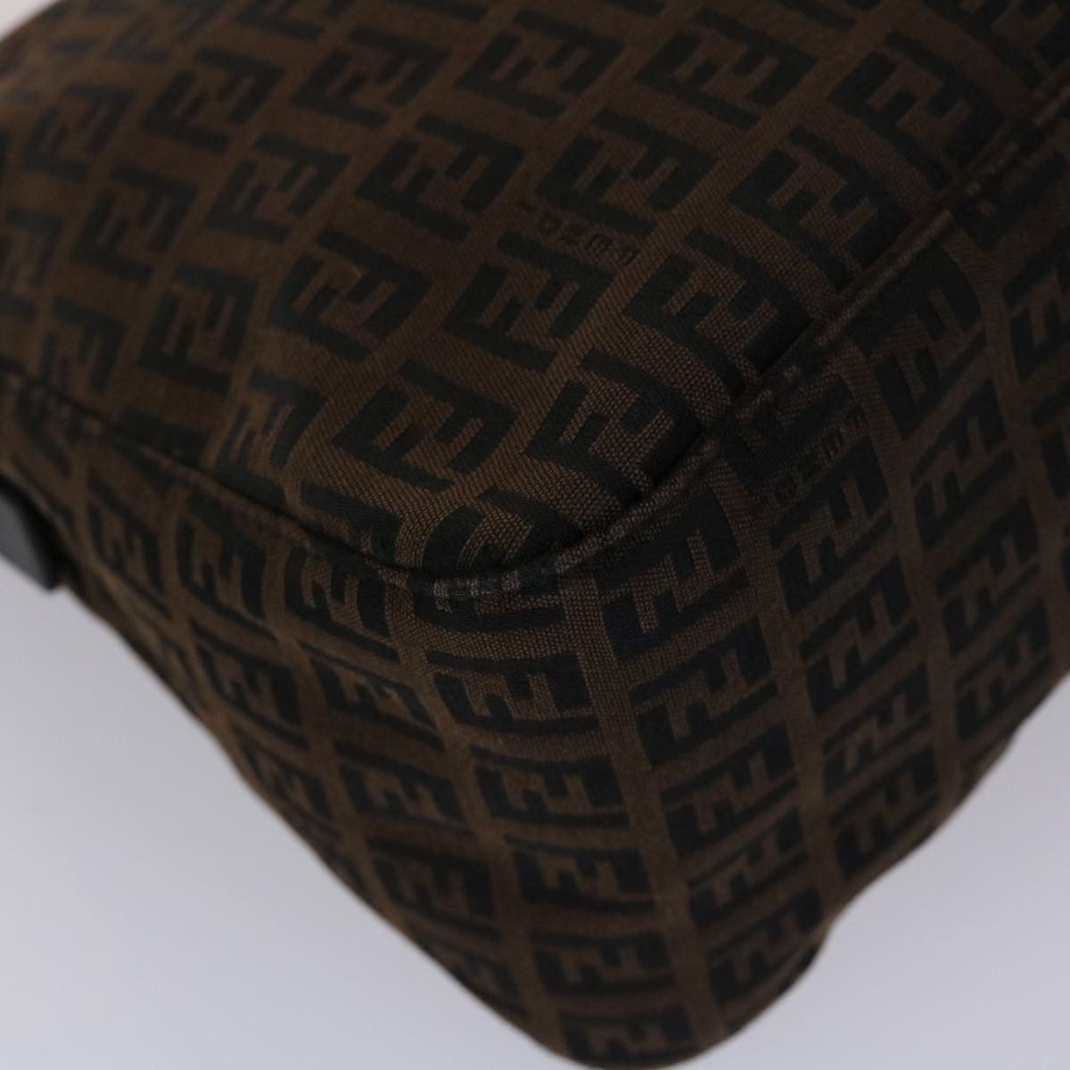 FENDI Zucchino Canvas Mamma Baguette Shoulder Bag Brown 45656