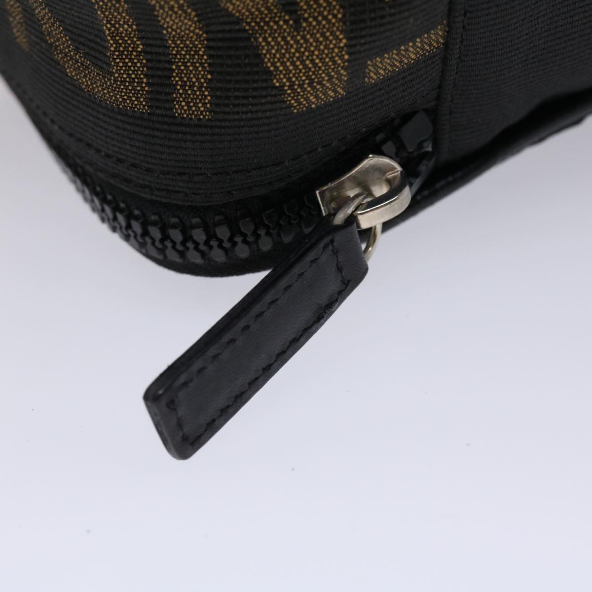 FENDI Pouch Nylon Leather Black 45724