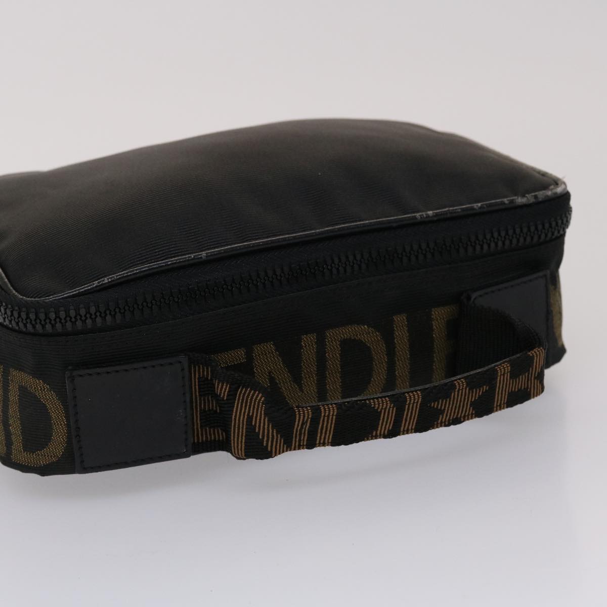 FENDI Pouch Nylon Leather Black 45724